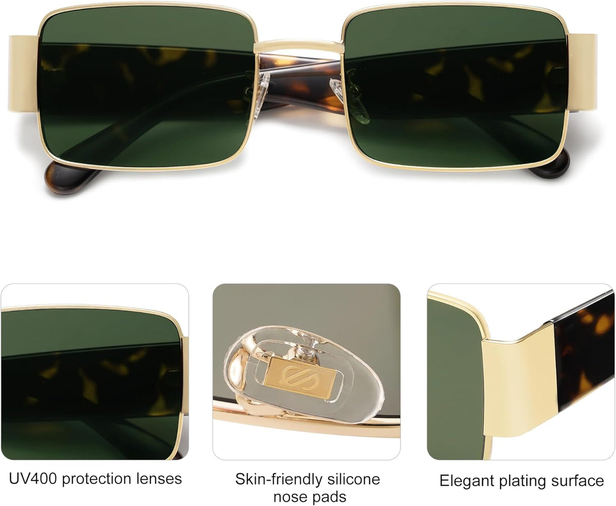 Retro Fashion Rectangle Sunglasses Womens Mens Vintage Trendy Square Shades SJ1162