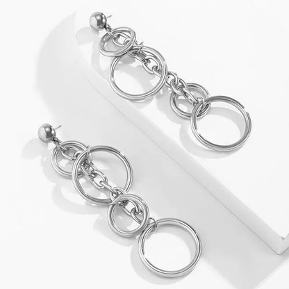 Women Punk Long Big Circle Link Chain Earrings Hiphop Large Drop Earrings Fashion 2021 Earring Jewelry Gift