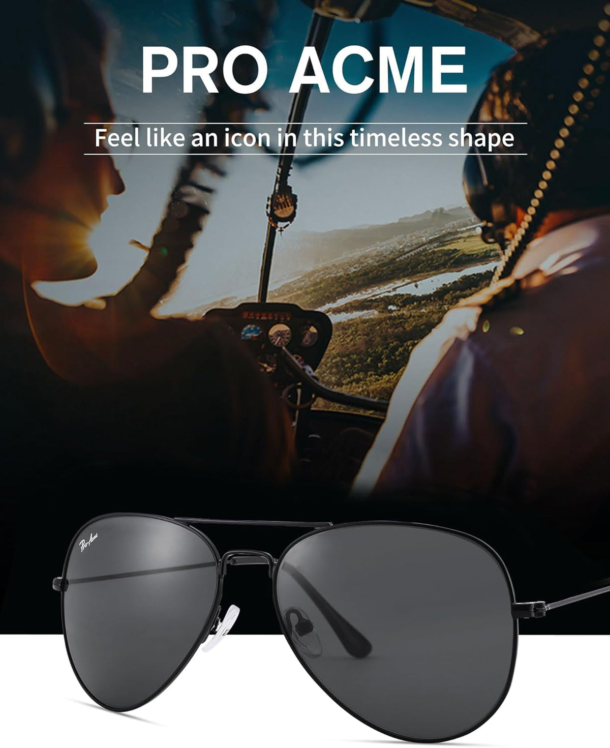 Classic Aviator Sunglasses for Men Women 100% Real Glass Lens