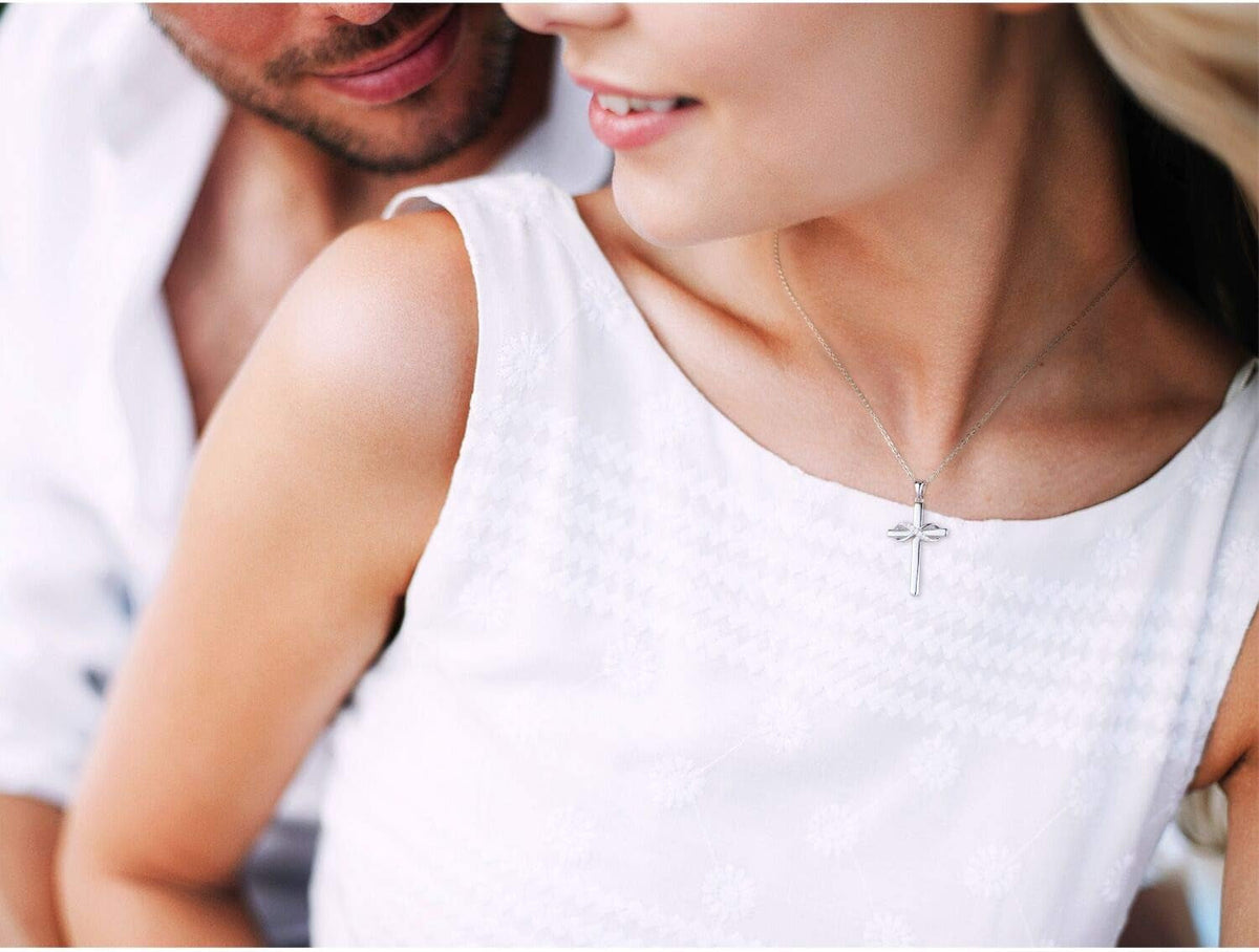 925 Sterling Silver Cross Necklace for Women Infinity Necklace 14K Rose Gold Plated Necklaces for Easter or Holiday