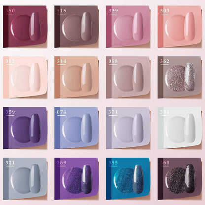 Gel Nail Polish Kit- 16 Colors With Top&Base Coat, Nude Grays Series Pastels Tones Nail Polish Set, Nail Art Design Colors, Home Gel Manicure Kit, Soak Off Gel Polish, Gift For Her