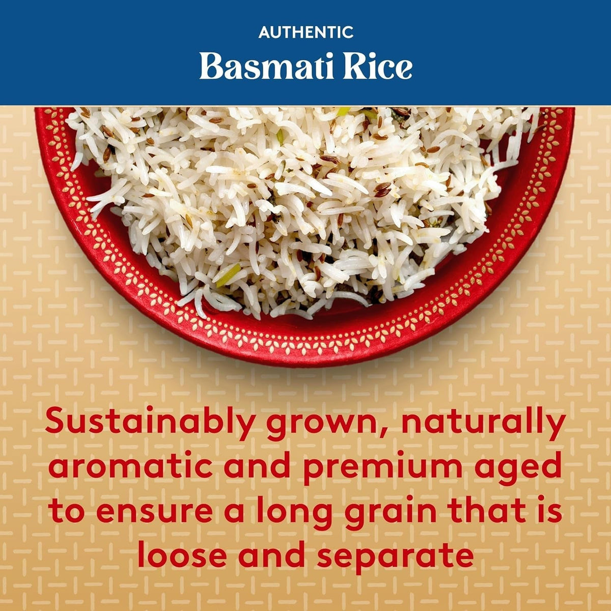 Authentic  - Naturally Aged Long Grain Indian White Basmati Rice - 15 Lbs