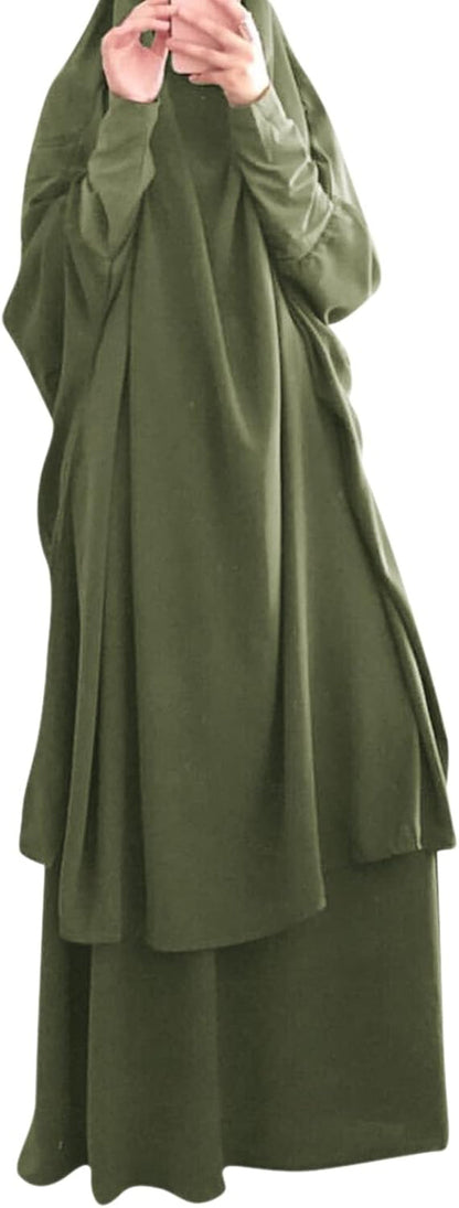 Kaftans Women Full Length Long Sleeve Dubai Muslim Modest Islamic Clothes Casual Maxi Dress Evening Gown+Hijab