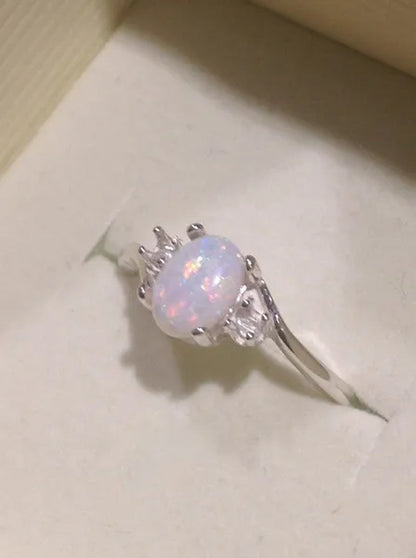 Exquisite Women wedding Jewelry Oval Cut Opal Jewelry Birthday Proposal Gift Bridal Engagement Party Band Rings Size 5 - 11