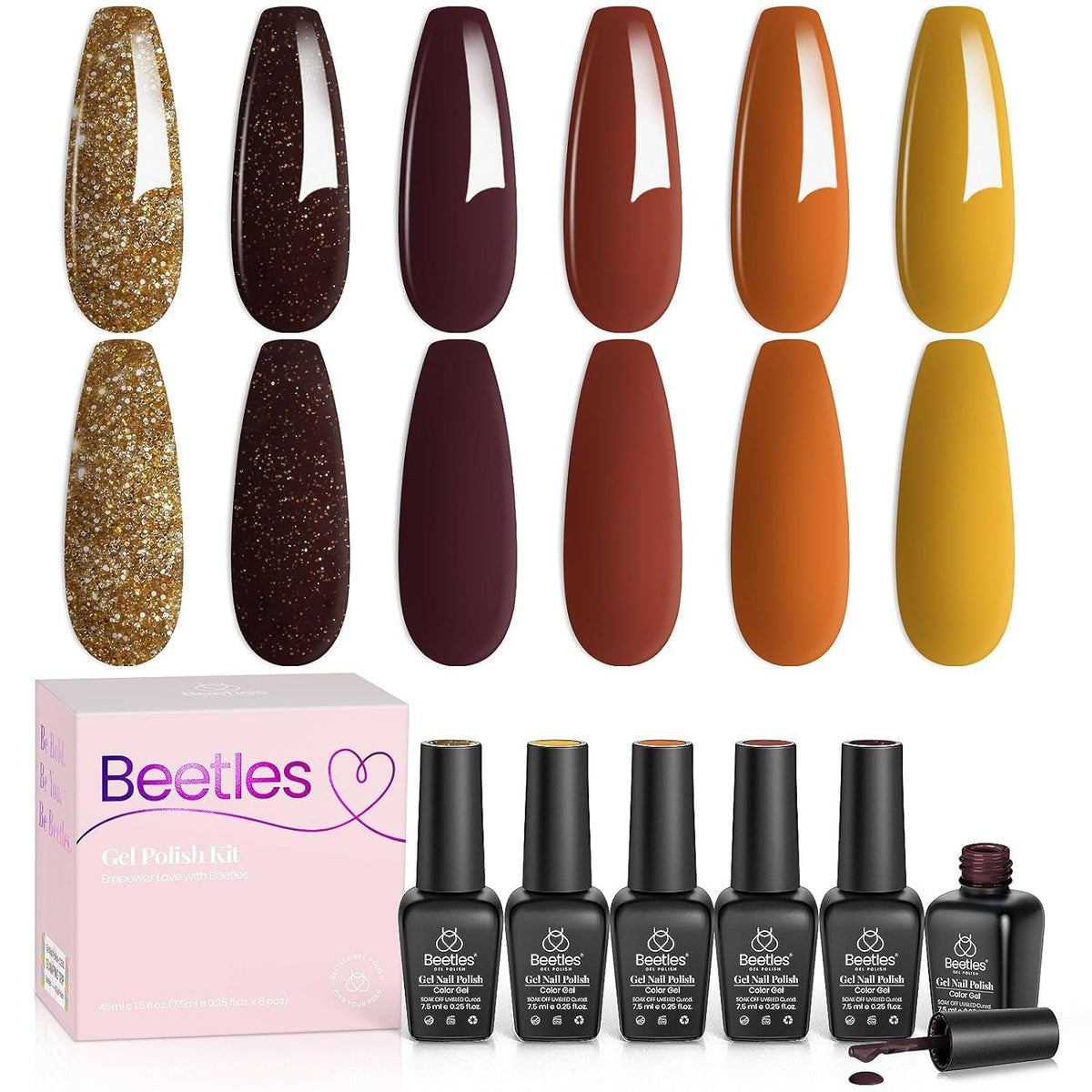 Nail Set 6 Colors Sandstorm Collection Nude Pink Peach Brown Natural Manicure Kit Soak Off Uv Led Lamp Needed for Women Gift Diy Home