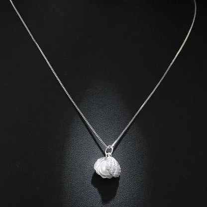 925 Sterling Silver Natural Pearl Pendant Necklace Sterling Pearl Conch Shell Pendant Necklace Lady Necklace Women Jewelry