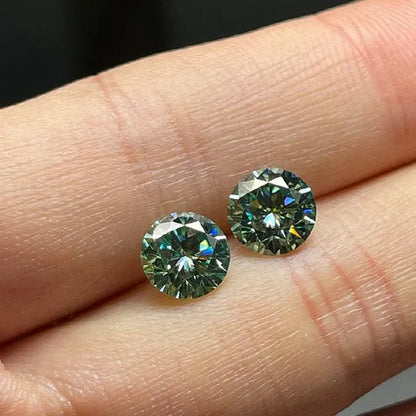 With AAAAA certificate Brilliant Loose Moissanite Blue Green Color Round Cut Diamond 6.5 MM 1CT