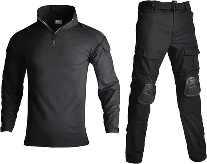 Mens Tactical Military Suits Long Sleeve Rip-Stop Uniforms Combat Shirt and Pants Elbow Knee Pads