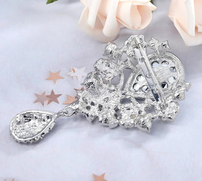 Women'S Austrian Crystal Bouquet Flower Teardrop Large Gorgeous Brooch Pin