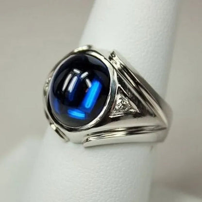 Classic Blue Zircon Rings for Men and Women Silver Color White Zircon Ring Engagement Wedding Ring Anniversary Party Gift Fashion Jewelry Size: 5-11