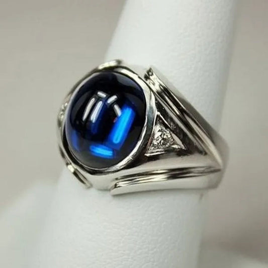 Classic Blue Zircon Rings for Men and Women Silver Color White Zircon Ring Engagement Wedding Ring Anniversary Party Gift Fashion Jewelry Size: 5-11