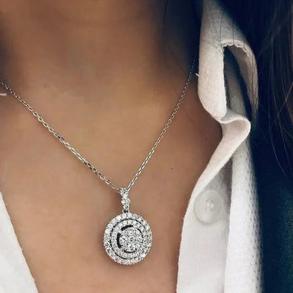 Trendy 925 Silver Micro Inlay Bright Diamond Necklace for Women Engagement Party Jewelry Daily Casual Accessories