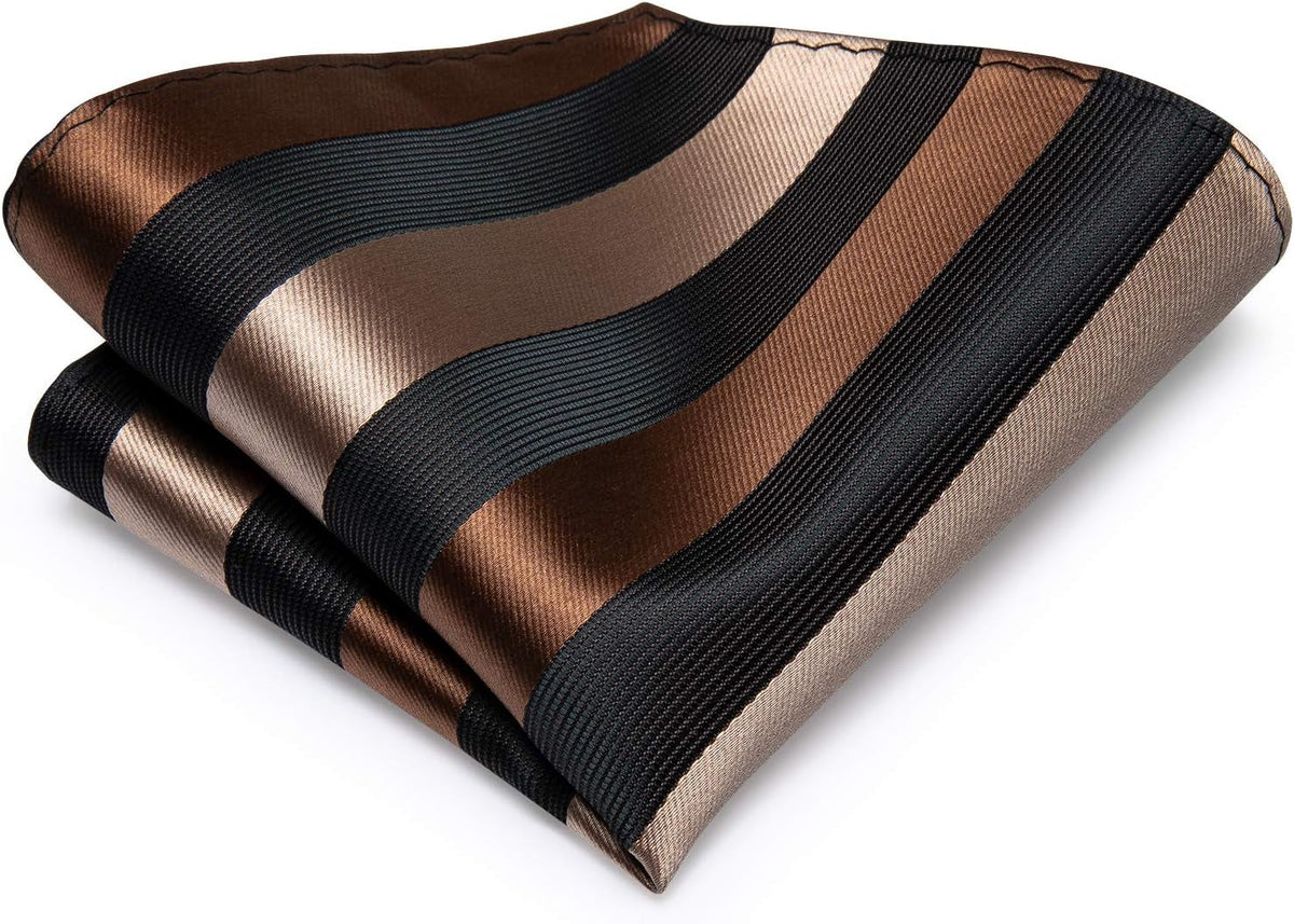Mens Plaid Ties Classic Paisley Necktie with Handkerchief Cufflinks Set Business Stripe Tie