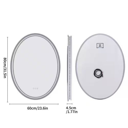 24 In. W X 32 In. H Large Oval Frameless Anti-Fog Backlit 3500-6500K Dimmable LED Wall Bathroom Vanity Mirror Hotel Spa