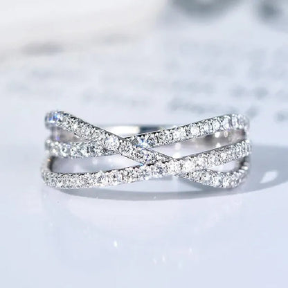Exquisite Zircon Band Fashion 925 Silver Rings for Women Bride Proposal Engagement Party Accessories Female Wedding Promise Ring Anniversary Gift