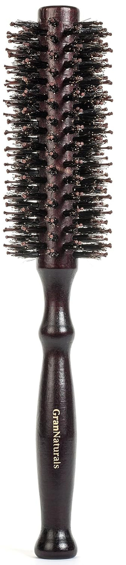 Round Styling Hair Brush - 1.75 Inch Diameter - Boar + Nylon Bristles for Blow Drying, Curling, and Styling Hair - Natural Wooden Handle for Women and Men