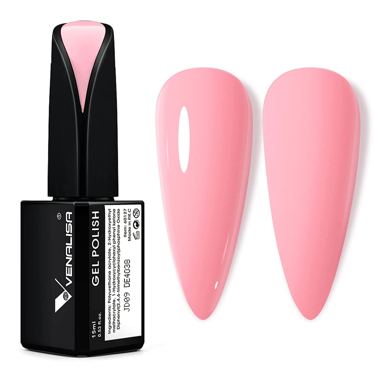VENALISA 15ml Gel Nail Polish, Pure White Color Soak Off UV LED Nail Gel Polish Nail Art Starter Manicure Salon DIY at Home, 0.53 OZ