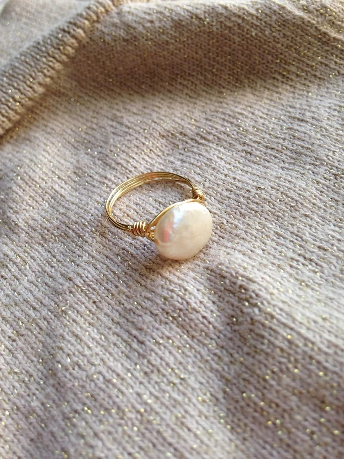 Pearl Ring Freshwater Coin (Gold-Filled, 7)