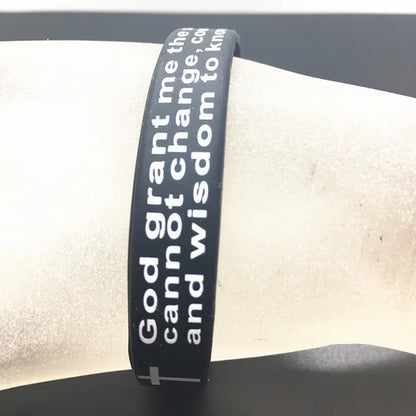 Pack of 30 multi-color jesus christ english cross serenity prayer silicone jewelry bracelets Elastic wristband（mix 7 color）
