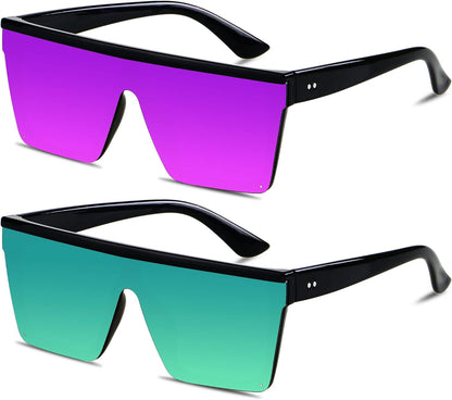 Square Oversized Sunglasses for Women Men Big Flat Top Fashion Shield Large UV Protection Rimless Shades