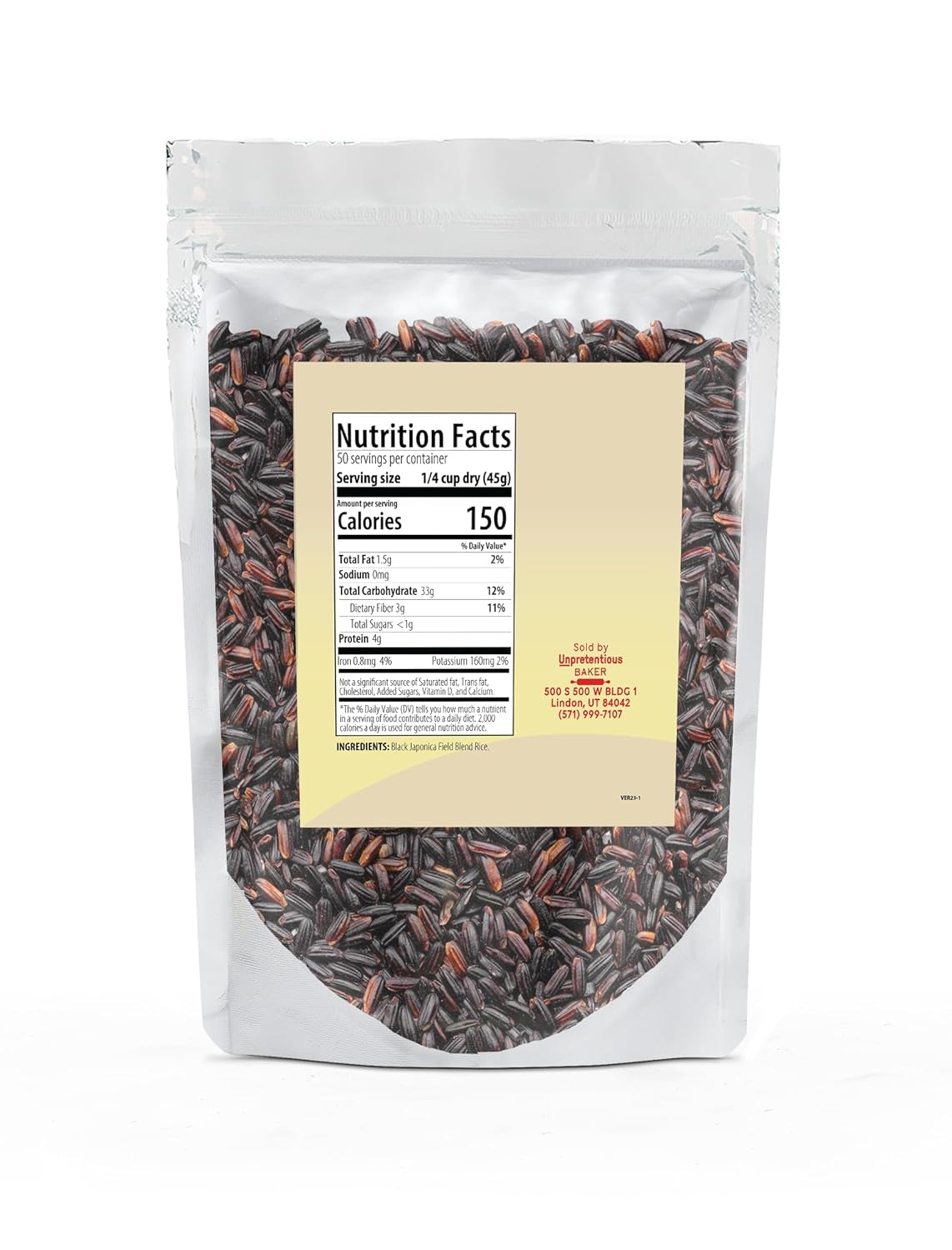 Black Japonica Rice, (5 Lb), Good Source of Dietary Fiber, Nutty Flavor