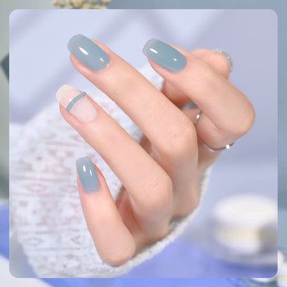 Gel Nail Polish Kit, 3 Colors Jelly Milky White Blue Gray, Sheer Soak Off UV Gel Polish Set - Cloudy Coast