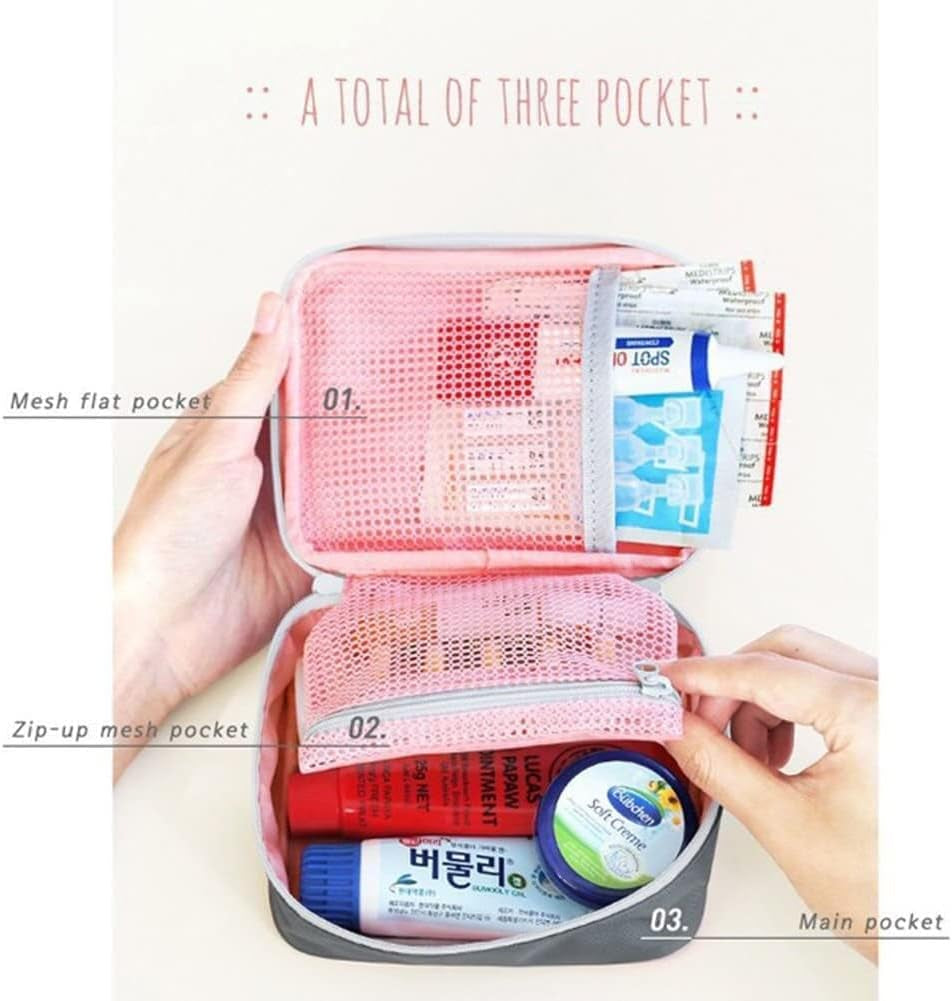 Mini Outdoor First Aid Kit Bag Travel Portable Medicine Organizer Emergency Kit Pink Durable and Nice