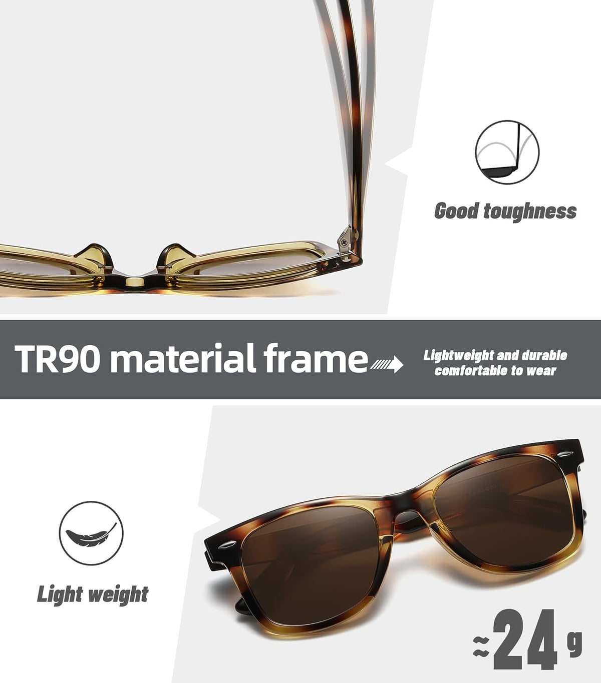 Polarized Sunglasses for Women Men Classic Retro Square Frame Driving Trendy Sun Glasses UV Protection