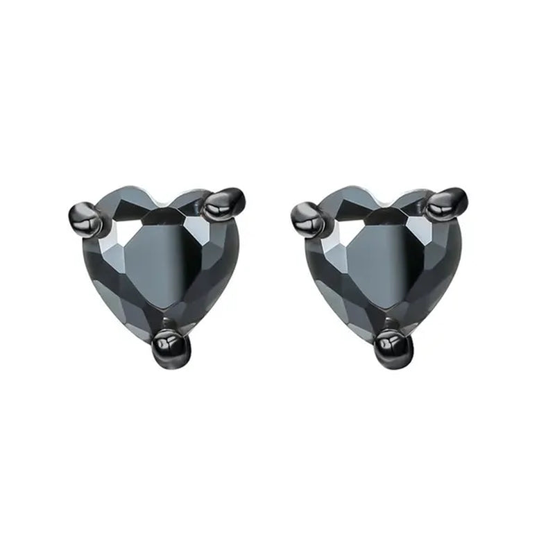 Elegant Love Heart Black Diamond 18K Rose Gold Stud Earrings Vintage Earrings Banquet Party Jewelry Gifts