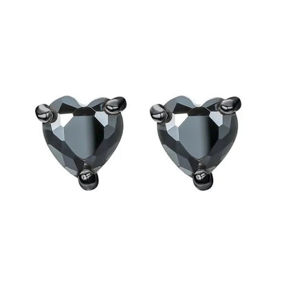 Elegant Love Heart Black Diamond 18K Rose Gold Stud Earrings Vintage Earrings Banquet Party Jewelry Gifts