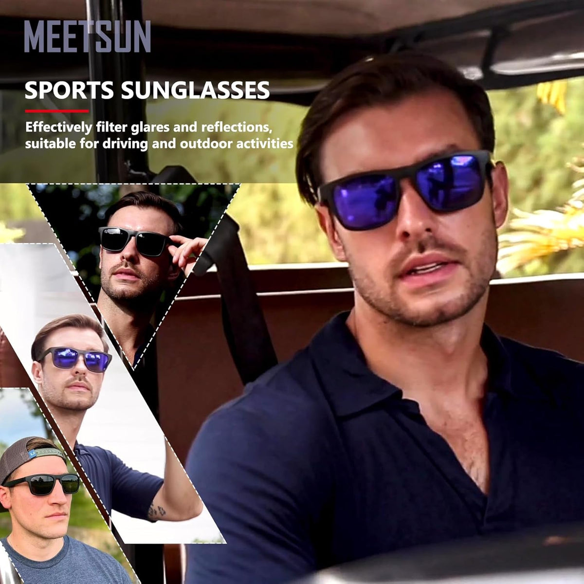 Polarized Sunglasses for Men Women UV Protection Square Frame Sport Fishing Driving Sunglasses