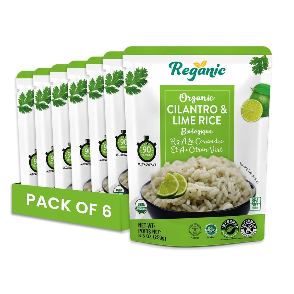 Cilantro & Lime Organic Heat & Eat Microwaveable Rice, 8.8 Ounce (Pack of 6) Heat and Eat | Flavor Rice | USDA Certified Organic, Gmo-Free | Fresh Ingrediants | Side Dish