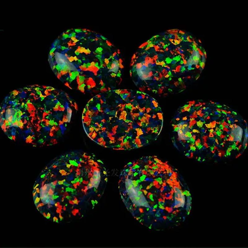AAAAA BLACK MIX OPAL Gem OVAL Cabochon Cut 8X10mm VVS Loose Gemstone DIY Precious Stones