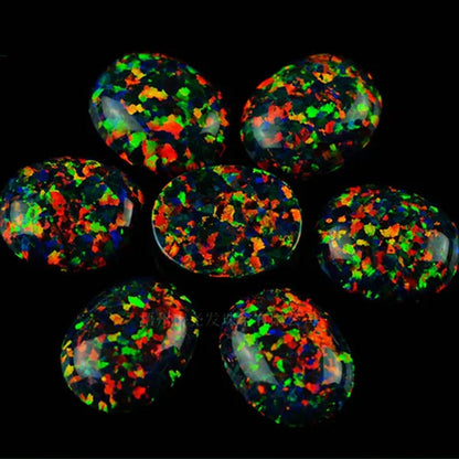 AAAAA BLACK MIX OPAL Gem OVAL Cabochon Cut 8X10mm VVS Loose Gemstone DIY Precious Stones