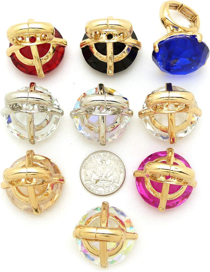Women'S Extra Big Crystal Colorful Stone Stretch Ring