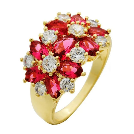 Natural 5.66ct Ruby Diamond 14k Yellow Gold Ring Size6-10