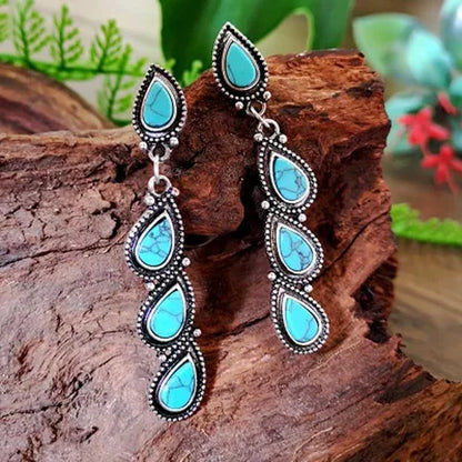 Native America Jewelry 925 Solid Sterling Silver Plated Turquoise Diamond Stud Drop Dangle Earrings