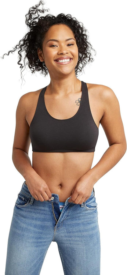 Women'S Racerback Cotton T-Back Bralette (3 Pack)