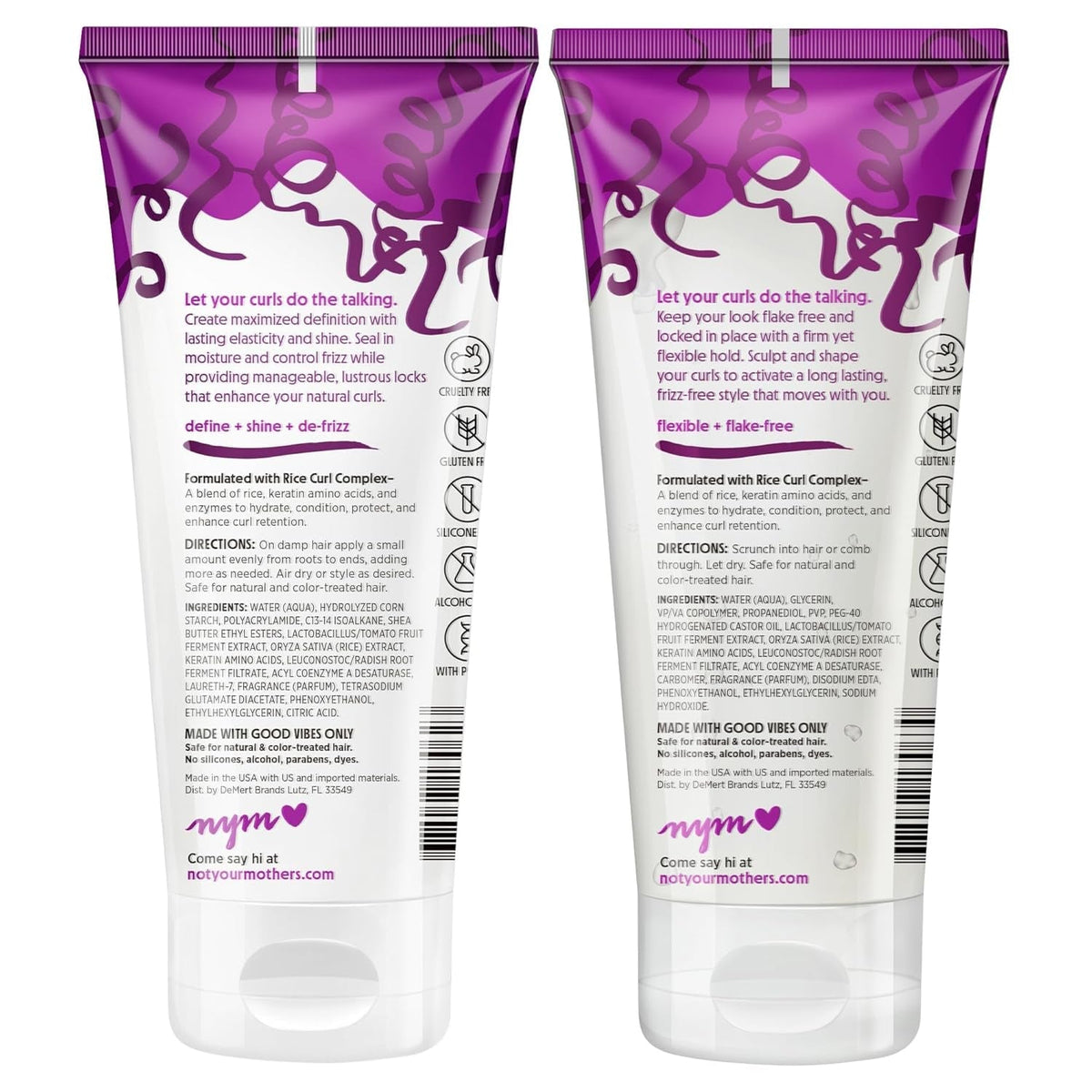 Curl Talk Frizz Control Sculpting Gel & Defining Cream (2-Pack) - 6 Fl Oz - Formulated with Rice Curl Complex - All Curly Hair Types