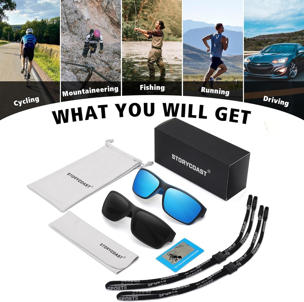 Polarized Sports Sunglasses for Men Women Unbreakable Frame Cycling Fishing Driving