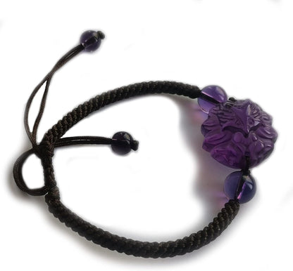 Beaded Bracelets,Protection Bracelets for Men Women，Feng Shui Bracelet Nine Tailed Fox Wealth Bracelet Natural Rose Quartz Citrine Quartz Bracelet Attract Romantic Love Metaphysical Jewelry,Amethyst,R