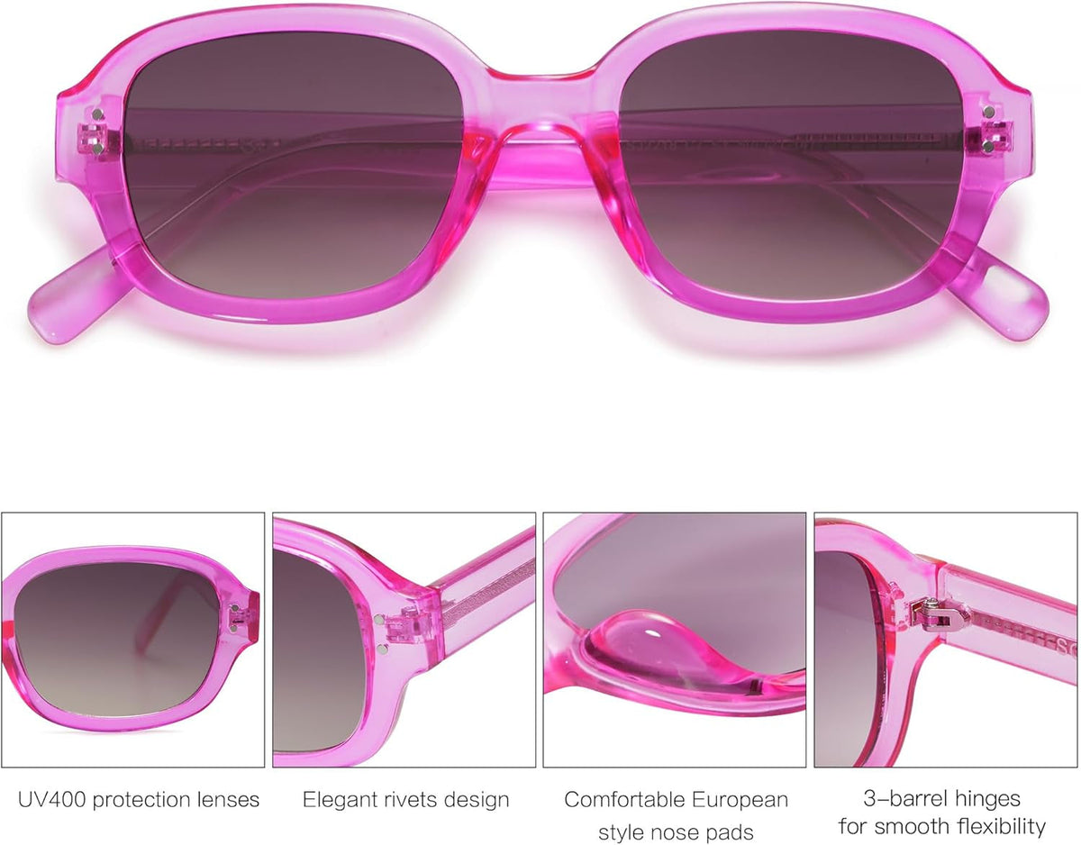 Rectangle Sunglasses for Women Vintage Trendy Outdoor Travel Sun Glasses Square Frame SJ2218