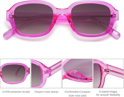 Rectangle Sunglasses for Women Vintage Trendy Outdoor Travel Sun Glasses Square Frame SJ2218