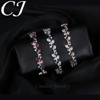CANDICE Fashion Sterling Silver Bracelet Bangle With Emerald Green Crystal For Women Elegant Jewelry