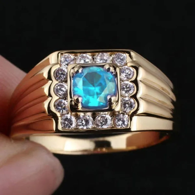 Genuine 18 K Yellow Gold Filled 925 Sterling Silver Ring Lucky Sapphire Diamond Jewelry Anniversary Proposal Gift Party Infinity Band Engagement Wedding Rings Size 5 - 11