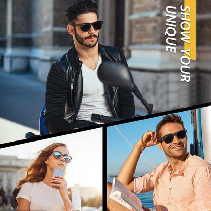 Polarized Sunglasses for Men Driving Sun Glasses Shades 80'S Retro Style Design Square