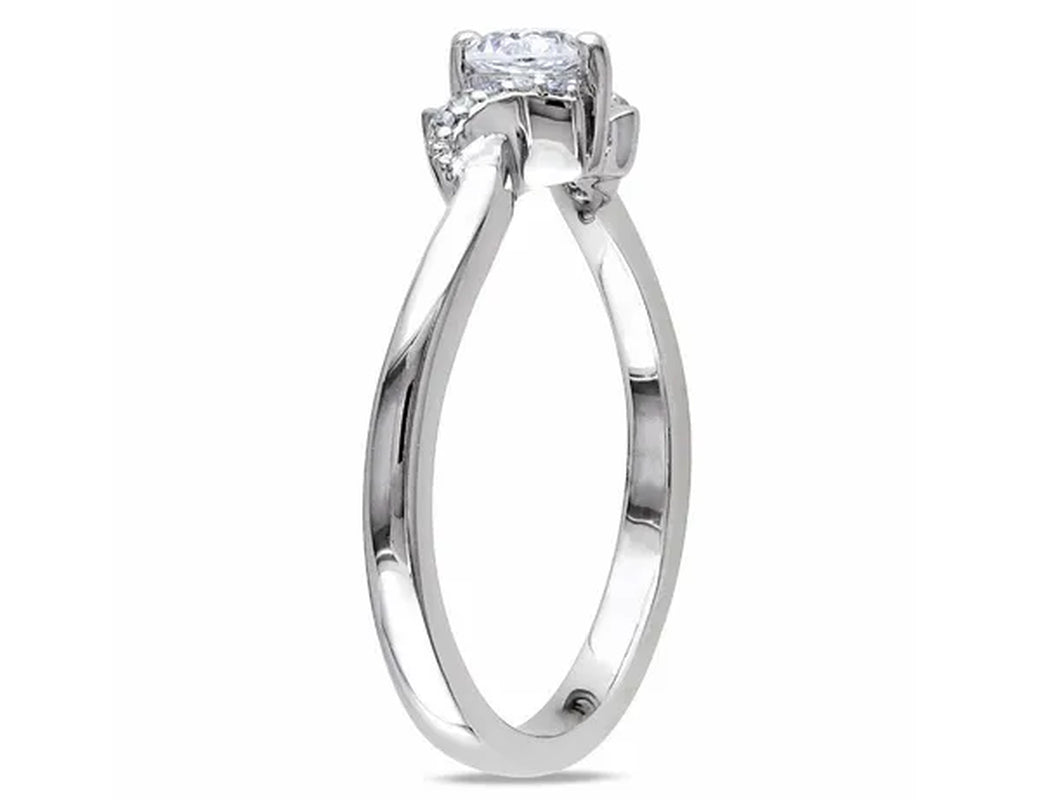 1/3 Carat (Ctw) Lab-Created White Sapphire Promise Ring with Diamonds in Sterling Silver