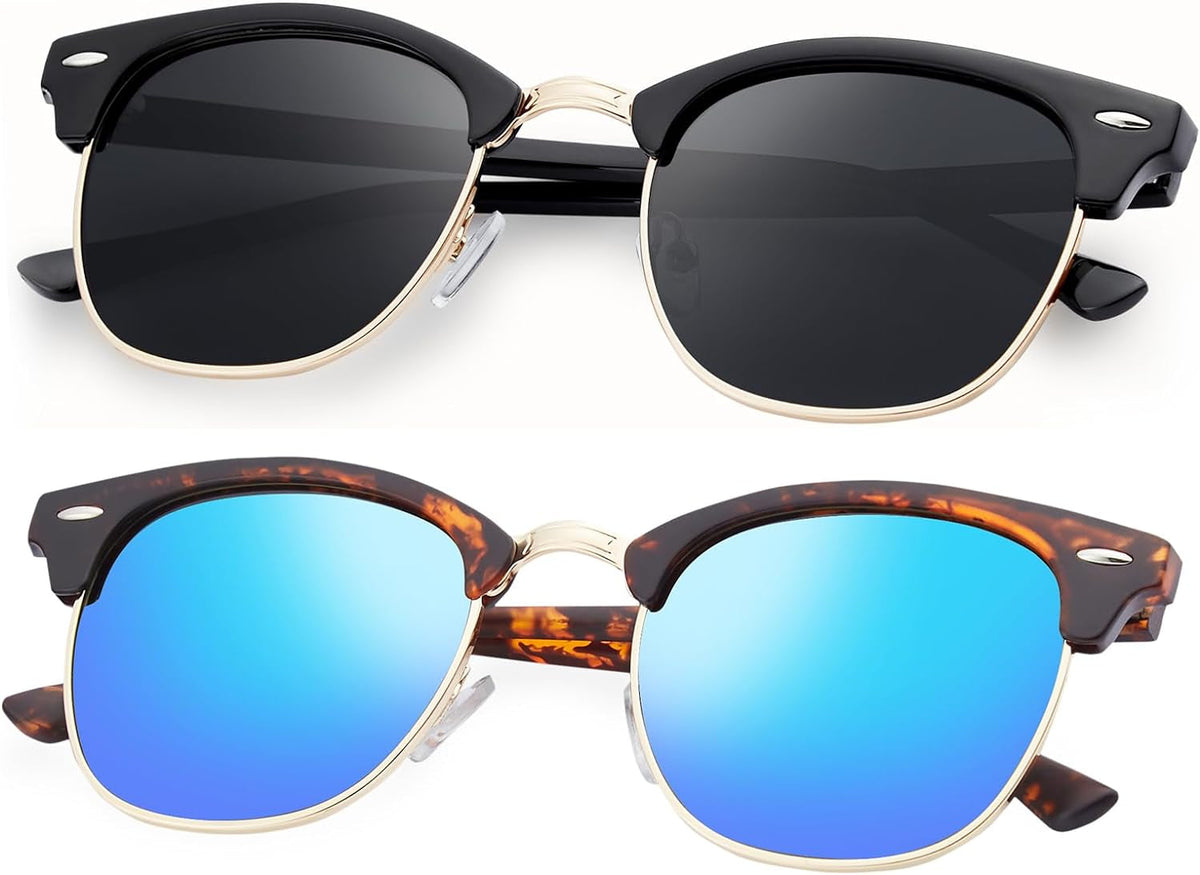 Sunglasses Men and Womens, Polarized Sunglasses for men with UV Blocking Semi-Rimless Frame for Driving & Hiking