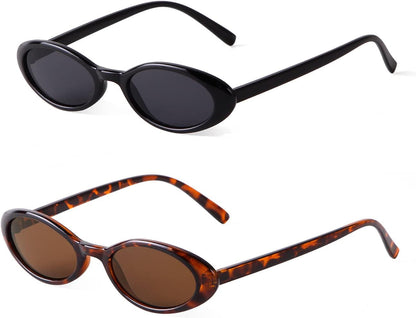 Trendy Oval Sunglasses Women 90’s Vintage Sun Glasses Fashion Tinted Glasses UV400 Protection