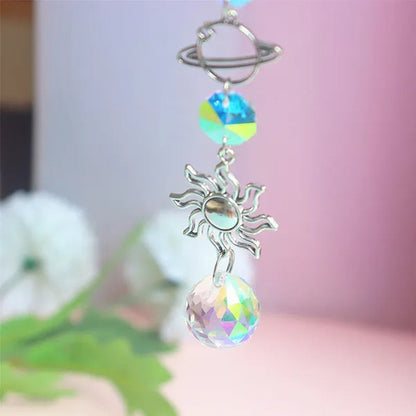 3 Styles Crystal Wind Chime Moon Sun Catcher Diamond Prisms Pendant Dream Catcher Rainbow Chaser Hanging Drop Home Garden Decor Windchime